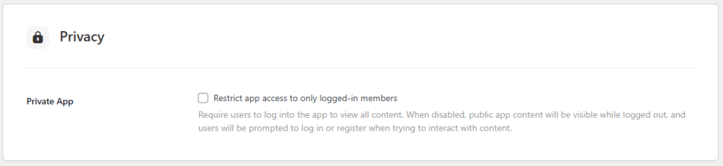 Screenshot of privacy settings