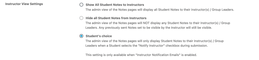 Instructor View Settings