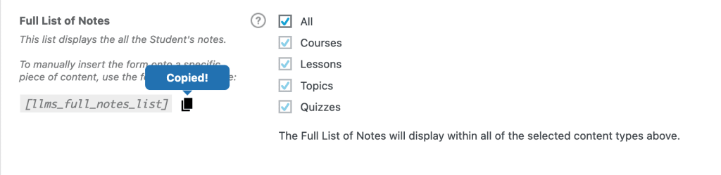 Full List of Notes