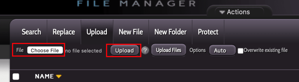 choose file link highlighted