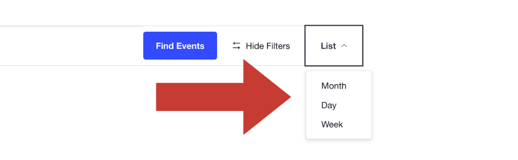 Carnegie library's type of calendar views on the main events page