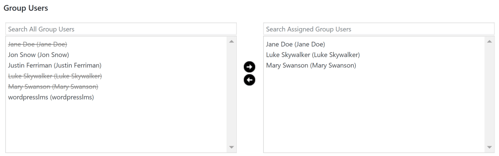 Sample of Group Users
