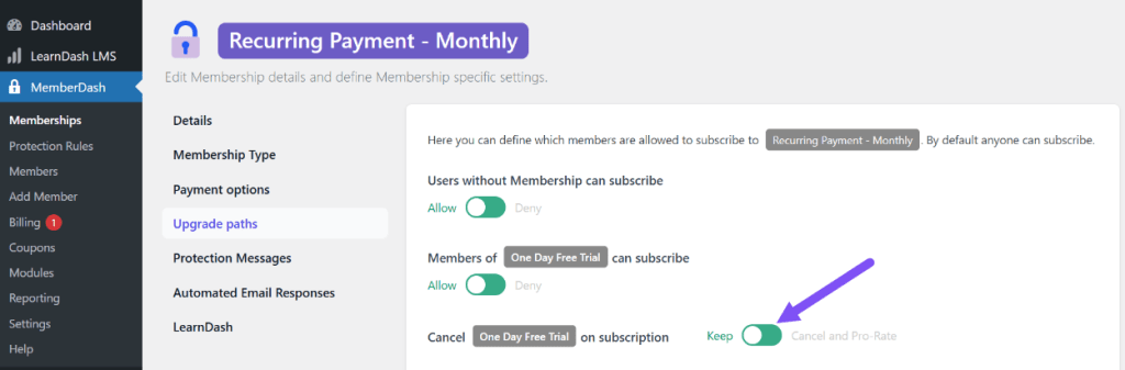 Cancel and pro-rate