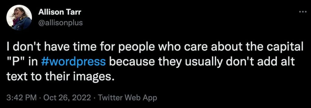 Tweet from @allisonplus that reads