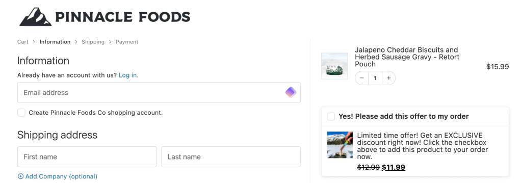 Conditional cart banner example
