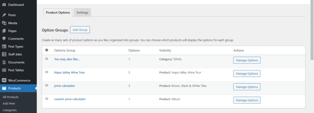 woocommerce product options