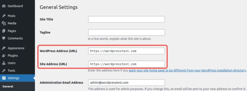 json error address settings