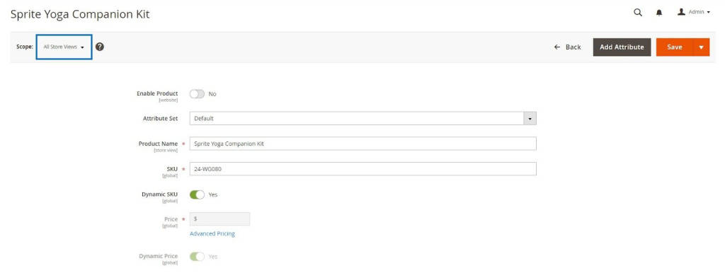 assign a store view to the bundle product