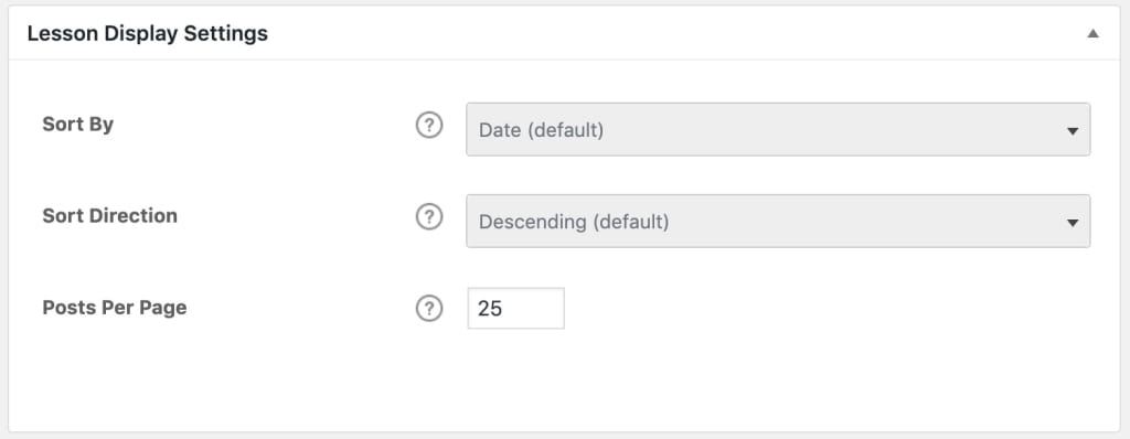 LearnDash lesson display settings