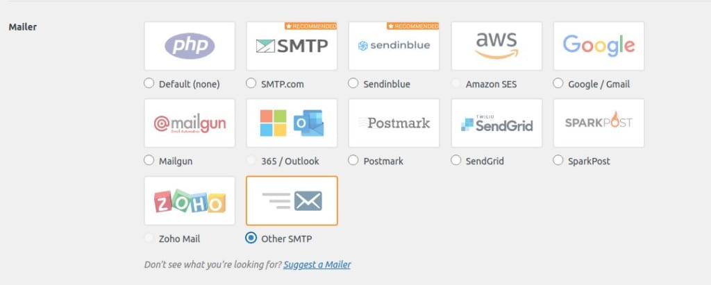 choose the mailer from the list