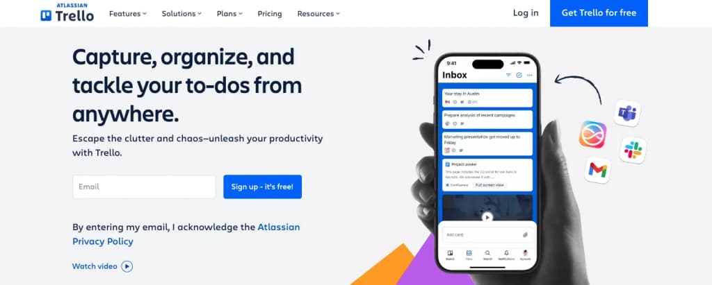 Image of Trello homepage