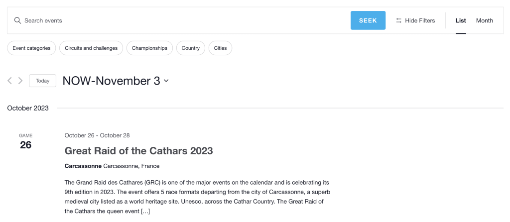 Main calendar view with Filter Bar.