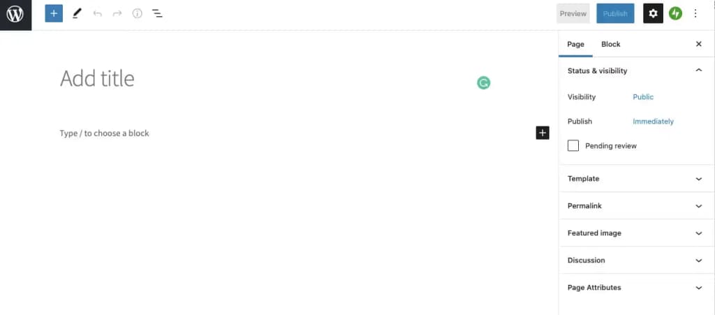 building wordpress site page