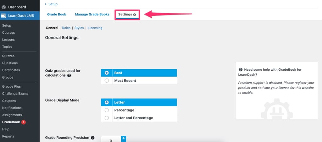 Gradebook Settings