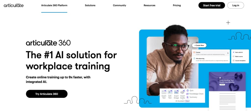Image of Articulate 360 homepage