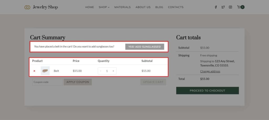 Cart Banner Example