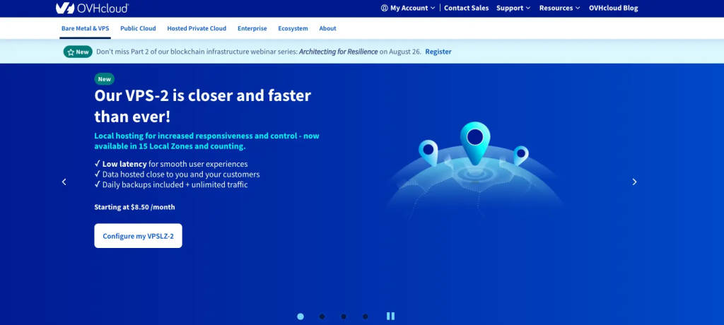 OVHcloud image of homepage