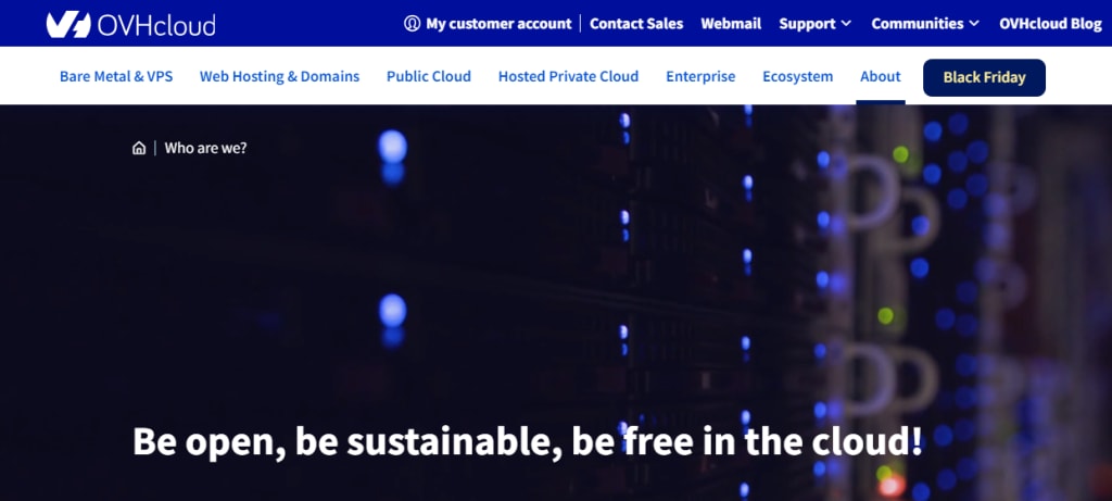 OVHcloud homepage.