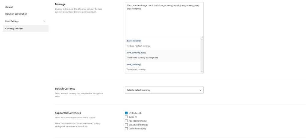 Currency Switcher options per-form