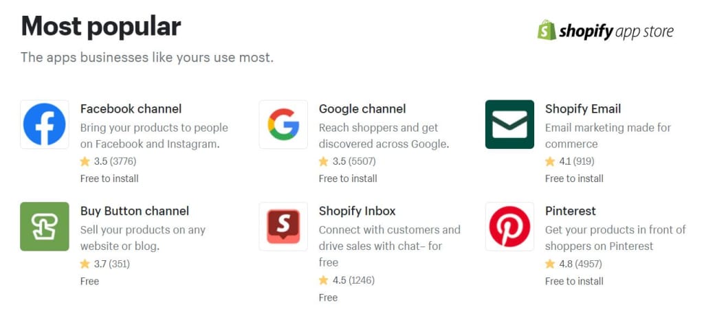 Shopify app store