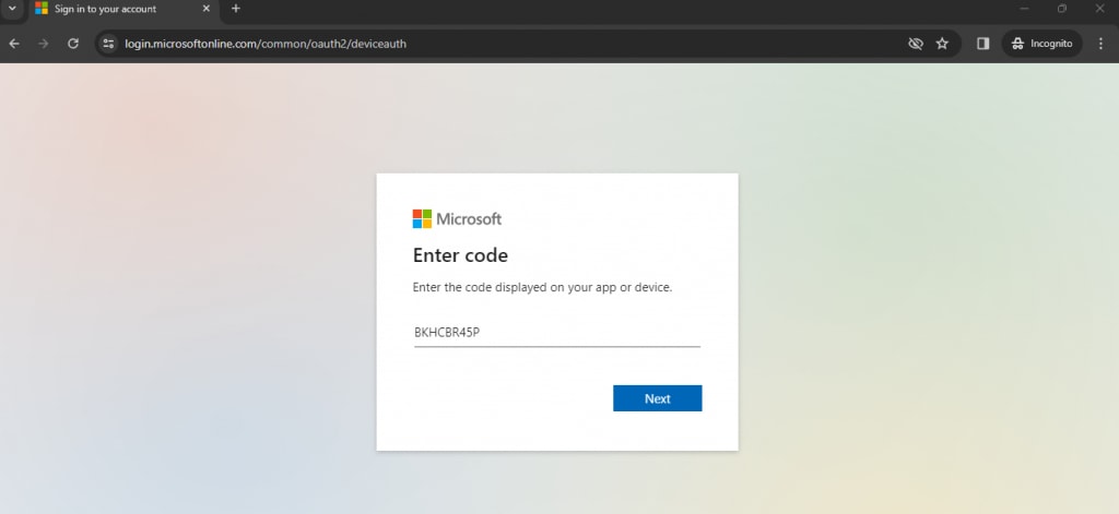 How to install Azure CLI on Linux (AlmaLinux) — the URL https://microsoft.com/devicelogin will be redirected to https://login.microsoftonline.com/common/oauth2/deviceauth where you will enter the code BKHCBR45P to authenticate in our example.