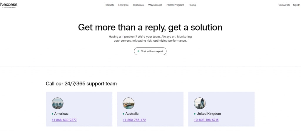 24/7/365 support available from Nexcess.