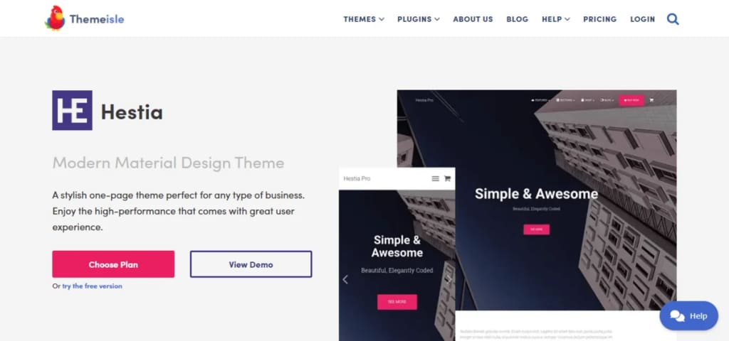 Hestia’s homepage.