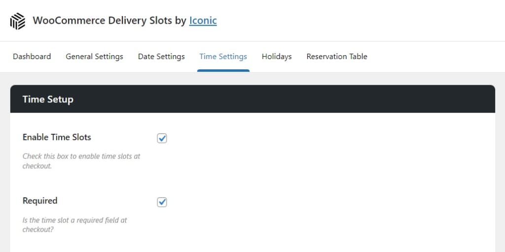enable time slots woocommerce