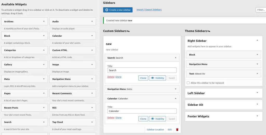 choose sidebar location