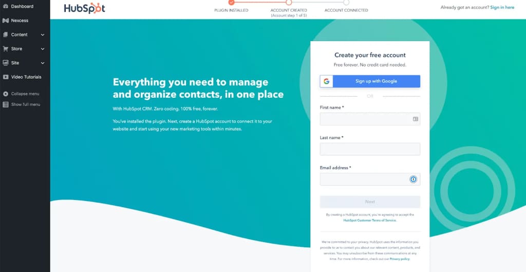 hubspot account screenshot