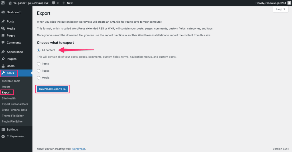 Before changing themes, back up your website from within WordPress.
