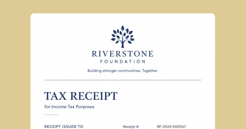 An example of a tax-compliant receipt for a nonprofit foundation.