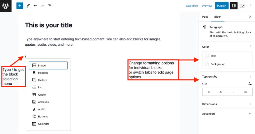 edit a new wordpress blog post