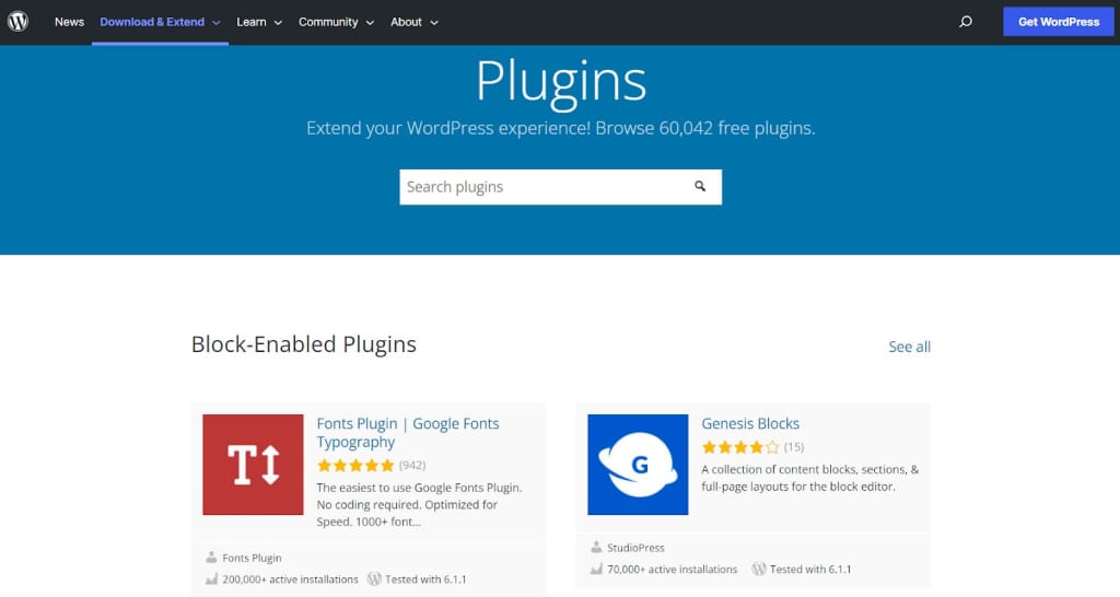 WordPress offers more than 60,000 free plugins.