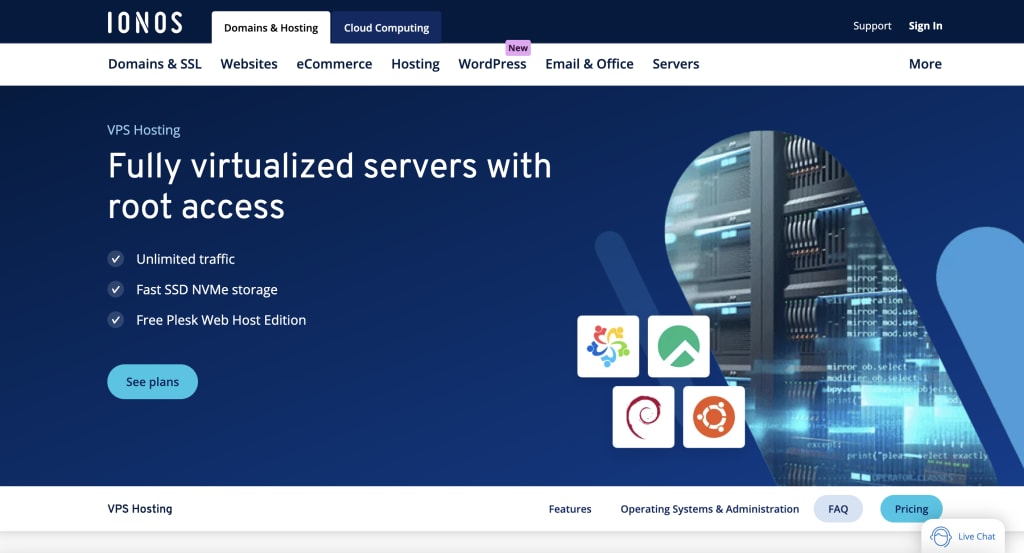 IONOS is the cheapest VPS hosting provider.