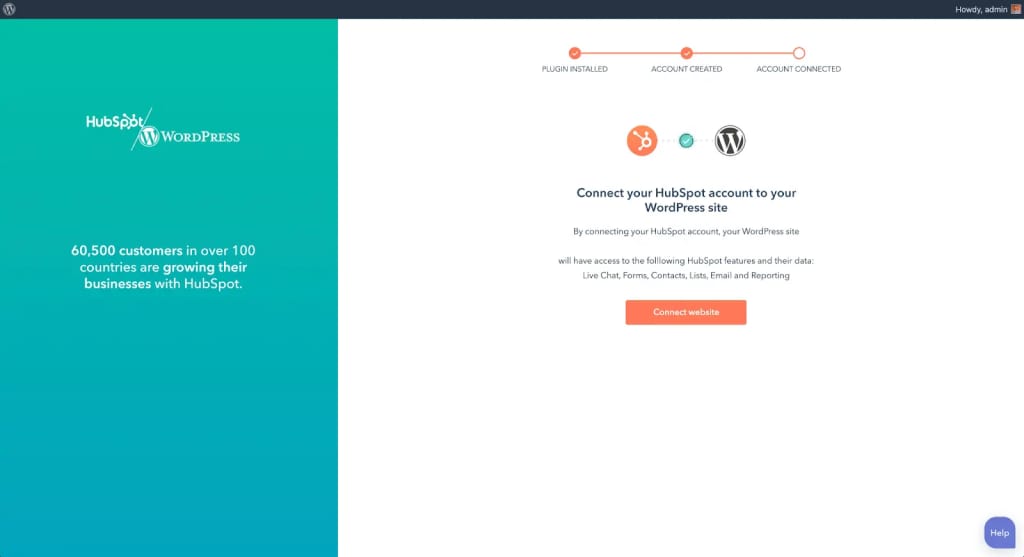 hubspot wordpress integration screenshot