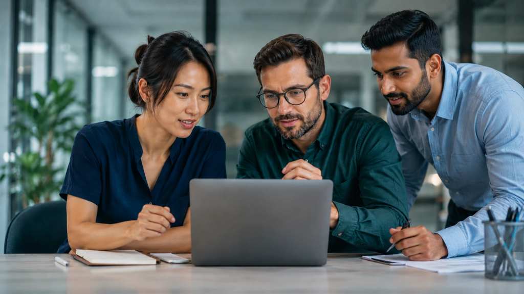 team viewing laptop comparing vmware vs hyperv