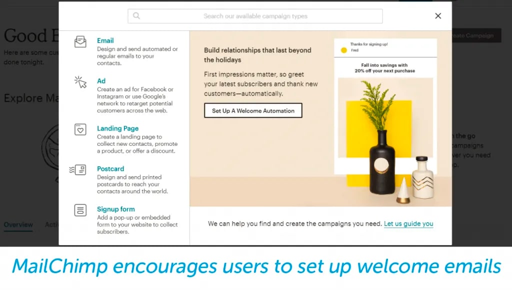 Mailchimp welcome email example
