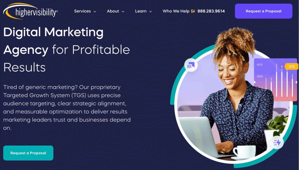 HigherVisibility home page snapshot