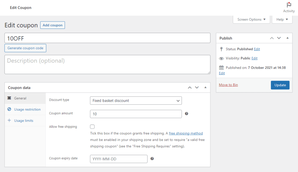 create coupon woocommerce
