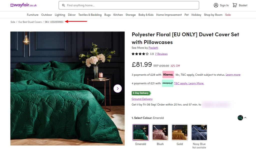 wayfair sku code