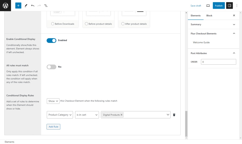 digital product conditional checkout flux