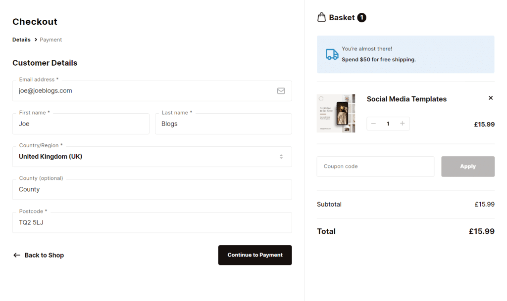 free shipping message checkout flux checkout