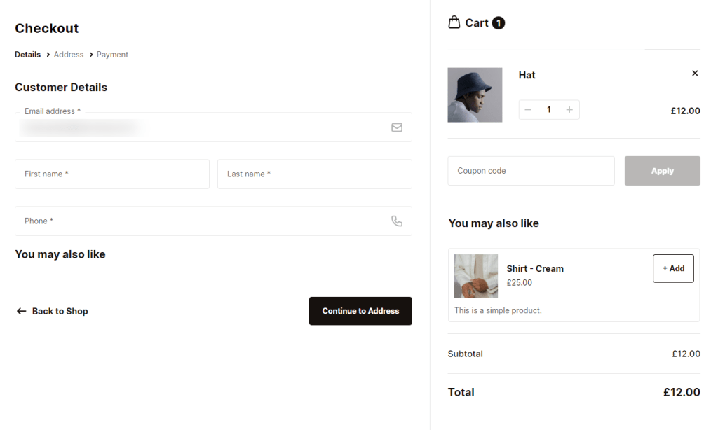 cross sell on the checkout page
