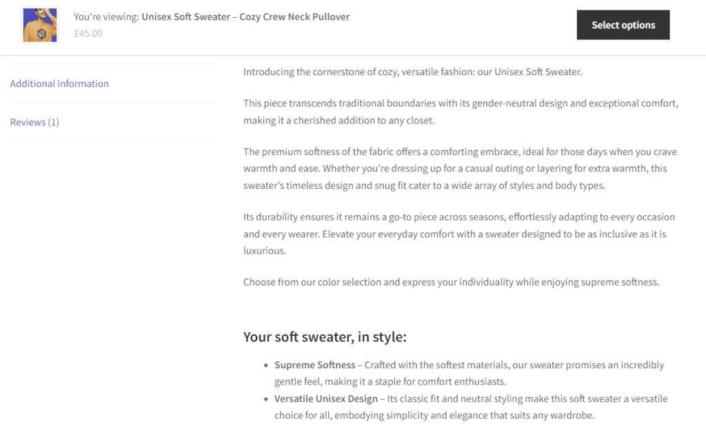 seo product description