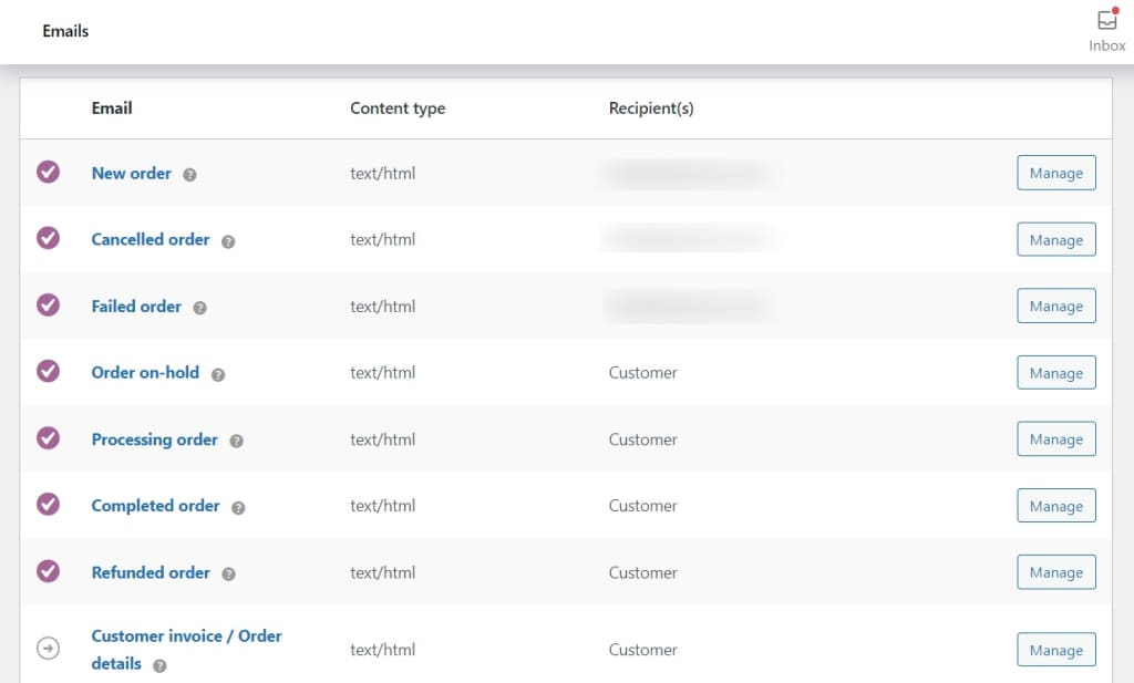 email notifications woocommerce