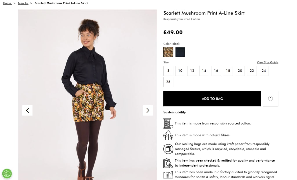 clothing product attributes