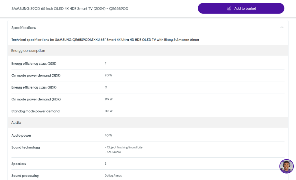 product specifications