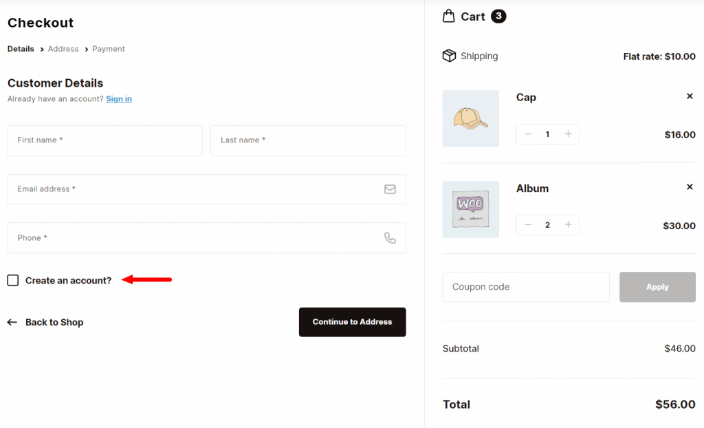 guest checkout woocommerce