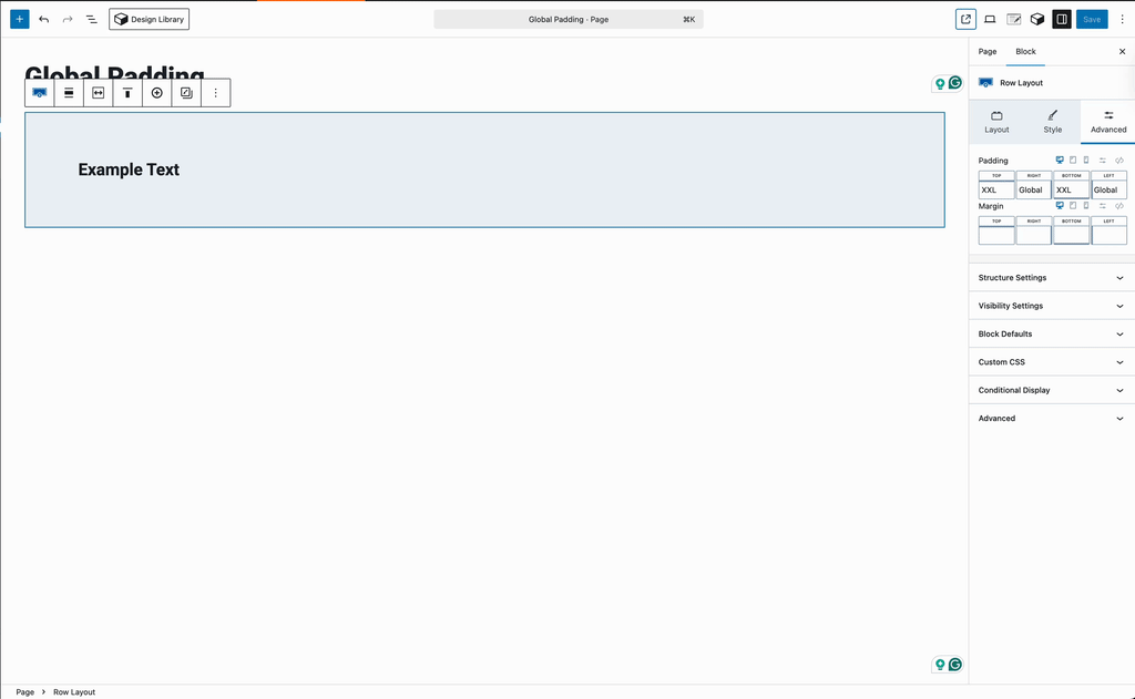 Managing Global Padding